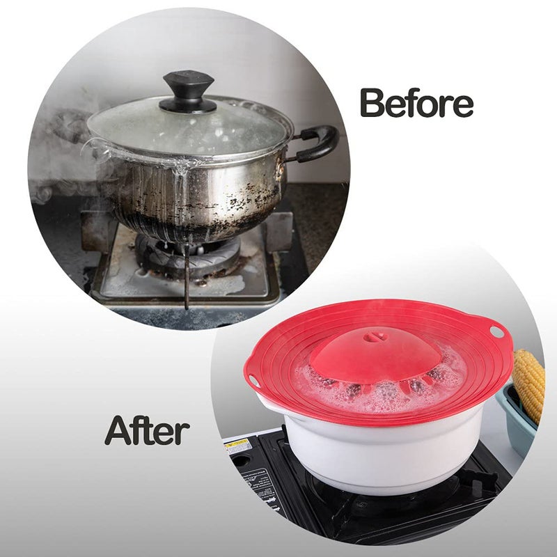 QTECLOR Thicken Silicone Boil Over Spill Safeguard - FDA Food Grade Stopper Lid, BPA-free Instant Pot Cover, Fits Openings 6" to 10" in Diameter (Gray) - Image 4